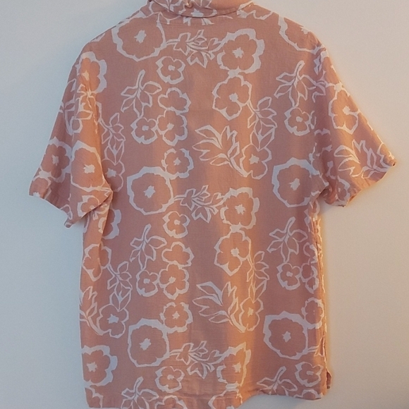 Common People Tropical Floral 100% Cotton Button Down Shirt Short Sleeve Large - Picture 2 of 5